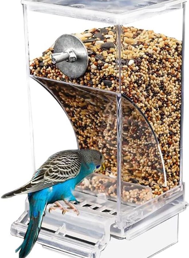 مغذي الطيور الأكريليكي بتصميم انزلاقي أوتوماتيكي مقاوم للتسرب وسهل التنظيف يقلل من هدر الطعام - Image 1